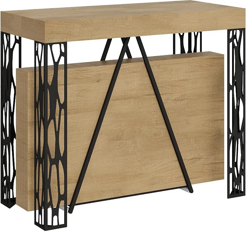 Konsola rozkładana 90x40/196 cm Kerpa Small dąb naturalny rama w kolorze antracytu