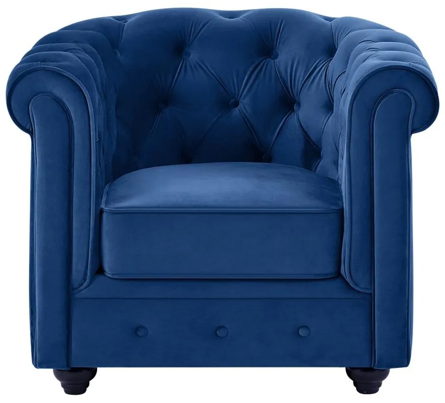 Fotel CHESTERFIELD - Welur w odcieniu niebieskim królewskim
