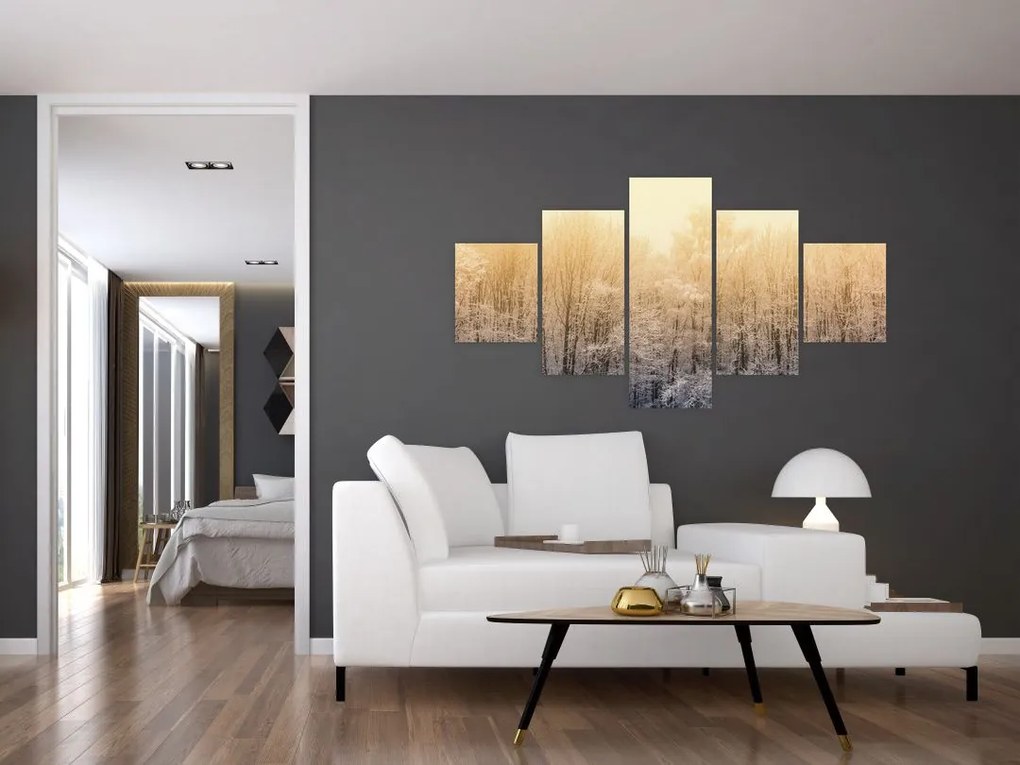 Obraz mroźnego lasu (125x70 cm)