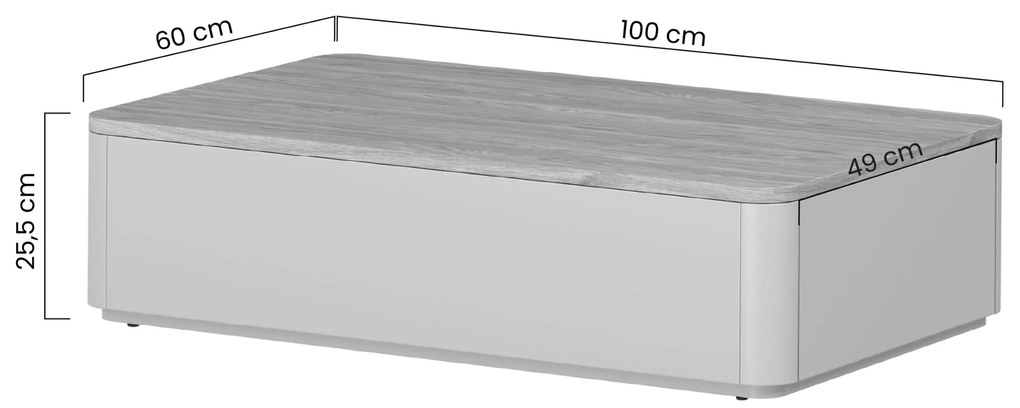 Stolik kawowy Amilio 100 cm z szufladami - kaszmir / dąb olejowany
