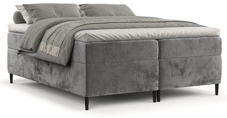 Ciemnoszare łóżko boxspring ze schowkiem 140x200 cm Araya – Maison de Rêve