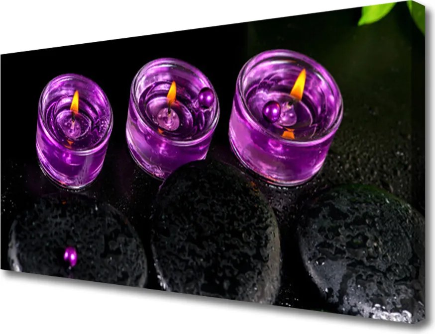 Obraz na płótnie Płomień Świecy i Kamienie