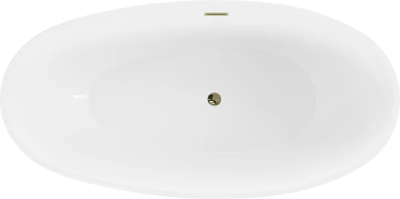 Mexen Bilbao wanna wolnostojąca 180 x 90 cm, biała, przelew złoty - 51311809000-50