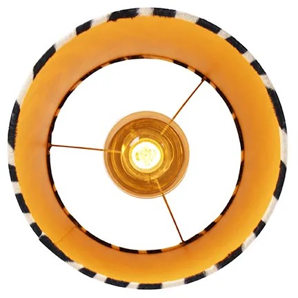 Lampa sufitowa matowa czarna zabażurem zweluru wwzór zebry 25 cm - Combi klasyczny/Antyczny Oswietlenie wewnetrzne