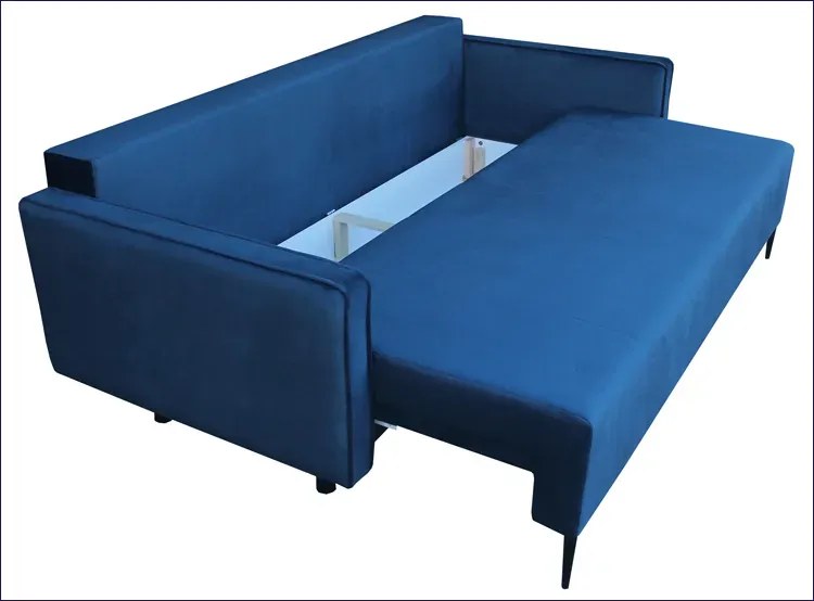 Niebieska sofa z funkcją spania i pojemnikiem A9-M04