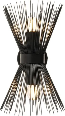 Lampa ścienna art deco czarna 2-światłowa - Broom