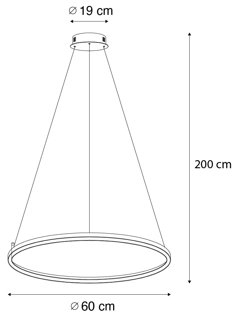 Lampa wisząca czarna 60 cm w tym LED 3-stopniowo ściemniana - GirelloDesignerski Oswietlenie wewnetrzne