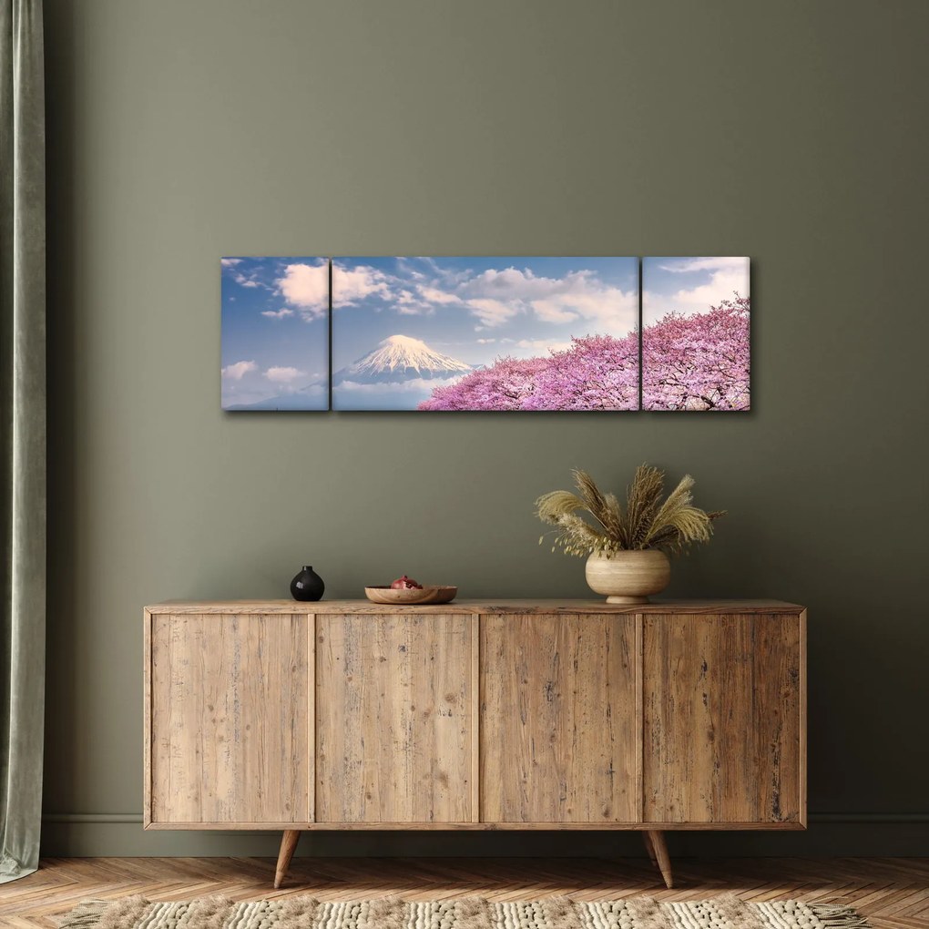 Obraz - Japoński wiosenny krajobraz (170x50 cm)