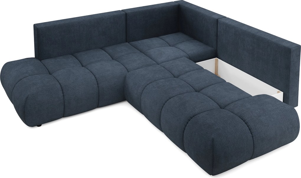 Masseno Narożnik DUCA z funkcją spania i pojemnikiem na pościel Narozniki L, Rozkładana sofa - Granatowy, FLOW 22