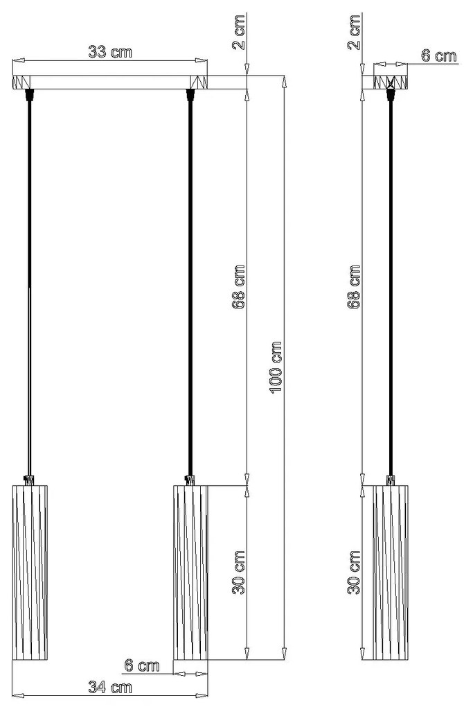 Drewniana podwójna lampa wisząca - EX548 D2-S32