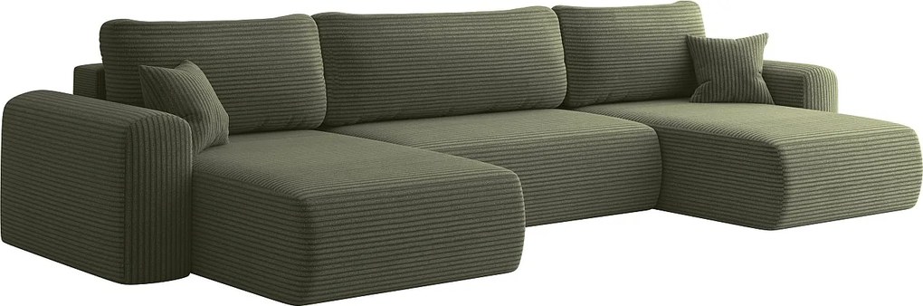 Sofa narożnik CAPRI U z funkcją spania, do salonu, jasnozielony