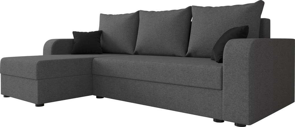 Rozkładana narożna sofa VALERIO 238x140 cm, ciemnoszara, uniwersalna + 2 poduszki GRATIS