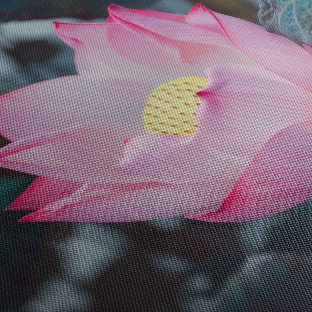 Obraz różowego kwiatu (z zegarem) (90x30 cm)