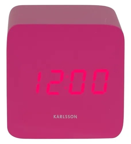 Karlsson 5982BP designerski zegar LED z budzikiem,różowy, 7 cm