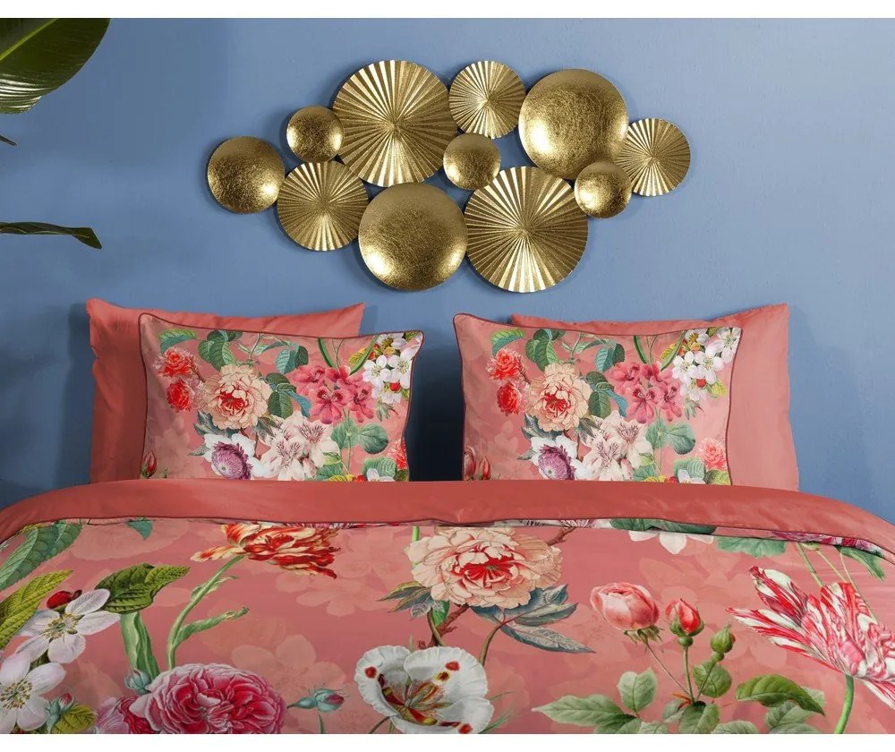 Pomarańczowa pościel dwuosobowa z satyny bawełnianej 240x220 cm Amalia – Descanso