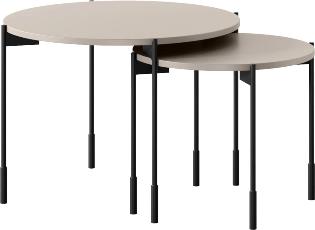 Stolik kawowy Sonatia 60 cm okrągły na metalowych nogach - kaszmir