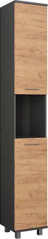Wysoka szafka antracyt/złoty dąb 30.2x30x190 ilias