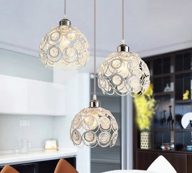Lampa sufitowa AT10-3SZ-Biała z kryształkami