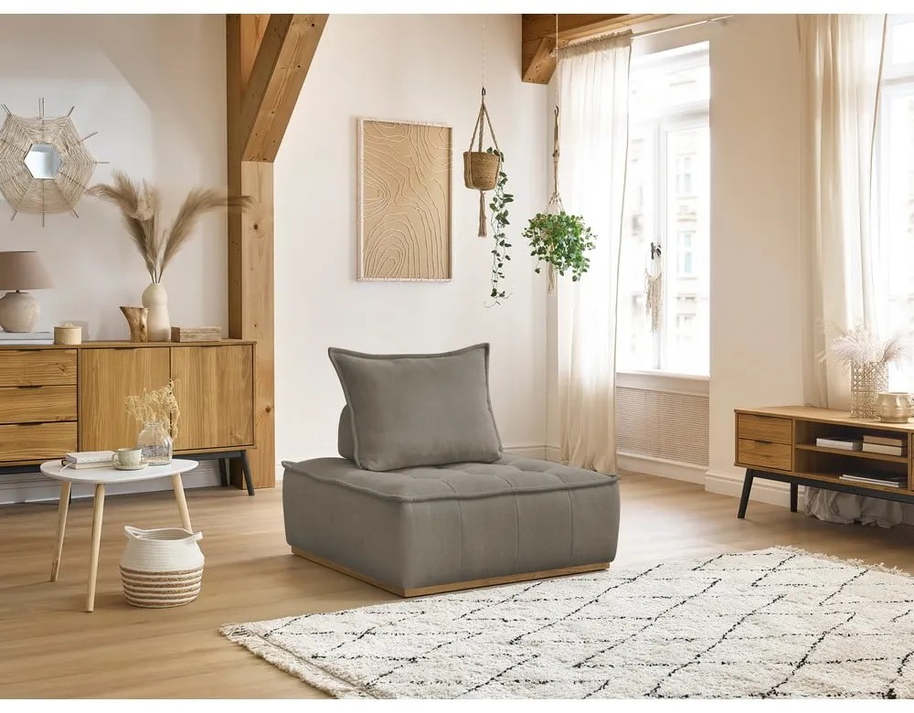 Szarobrązowy fotel z tkaniny szenilowej Elisa – Bobochic Paris