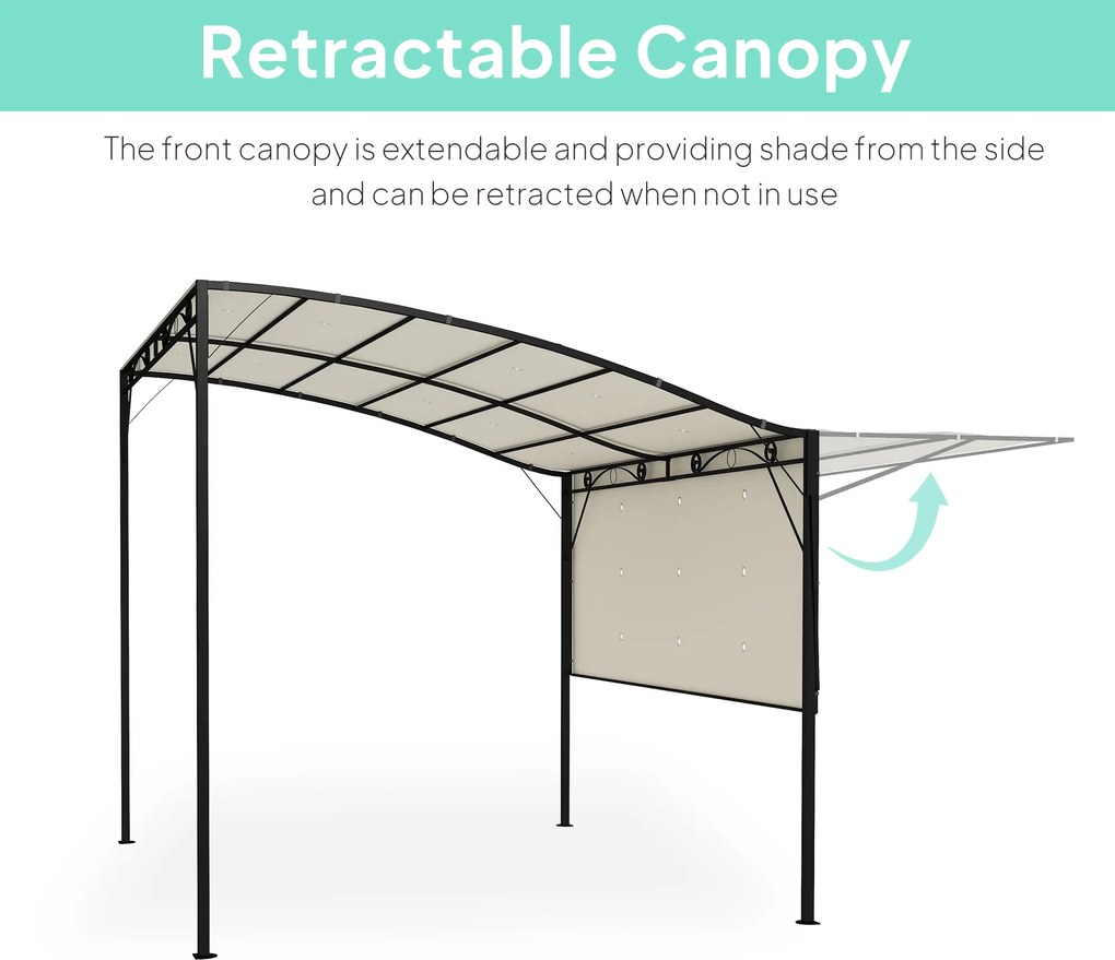 Outsunny Pawilon z Regulowanym Dachem Odporny na Warunki Pogodowe 3 x 2,5 m Kremowy