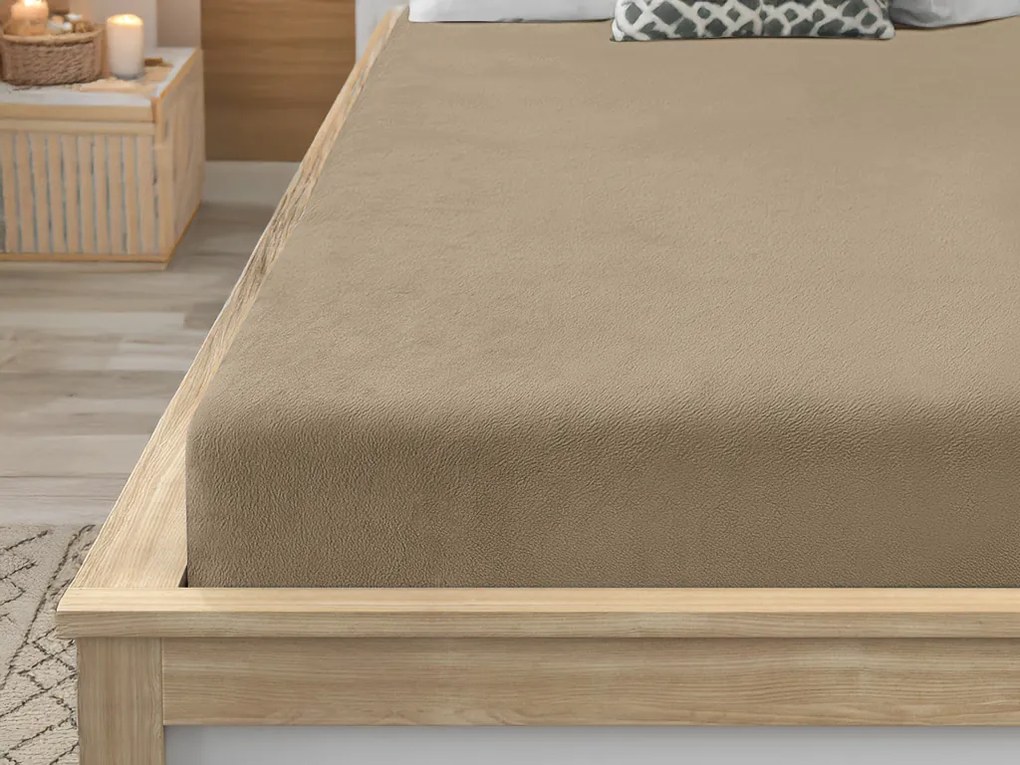 PrzytulneMieszkanie.pl Prześcieradło z mikropluszu SOFT 90x200 cm brązowe