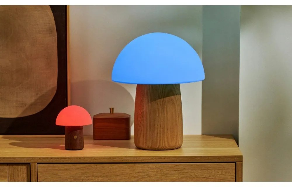 Biała/w ciemnym naturalnym kolorze lampa stołowa LED (wysokość 12,5 cm) Alice Mushroom – Gingko