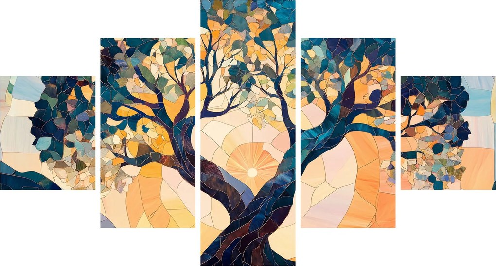 Obraz – Mozaika – słońce i drzewo II. (125x70 cm)