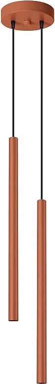 Lampa Wisząca Nowoczesny Pastelo, Stal - 2 Źródło - L.15 X H.104 Cm - Ochra Czerwona
