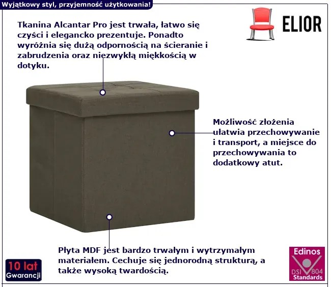 Brązowa składana pufa ze schowkiem - Glover