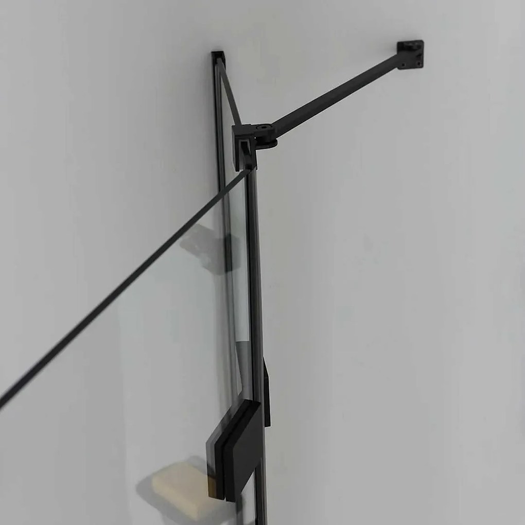 Nowoczesna czarna kabina prysznicowa łazienkowa "Lions" bez profili z 2 drzwiami szklanymi magnetycznymi 80x100 190h