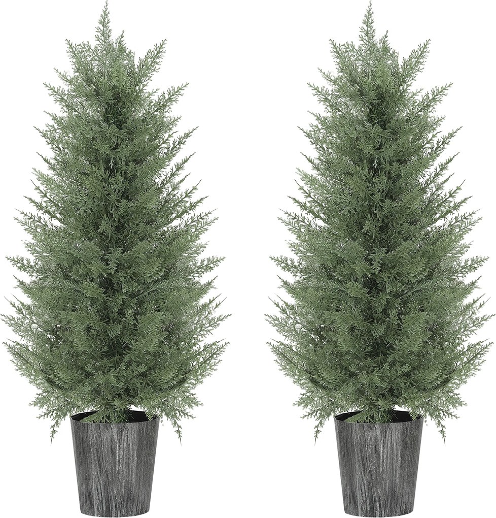 HOMCOM Zestaw 2 szt. Sztuczne drzewa cyprysowe duże 90cm Roślina sztuczna, plastik Sztuczne rośliny w doniczce 15 x 15 x 90 cm Zielony | Aosom PL