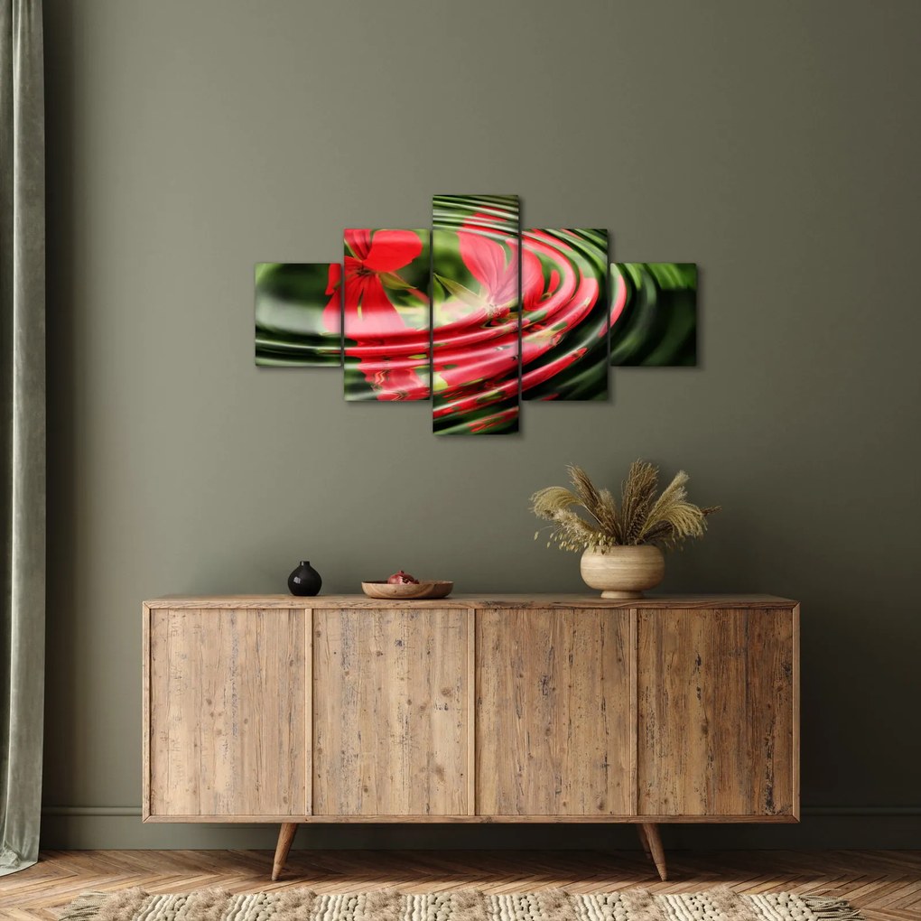 Abstrakcyjny obraz - kwiaty w falach (125x70 cm)