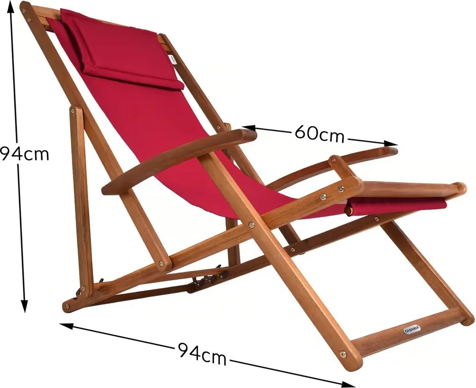 Leżak ogrodowy SIENA, 94x60x94cm, czerwona Casaria