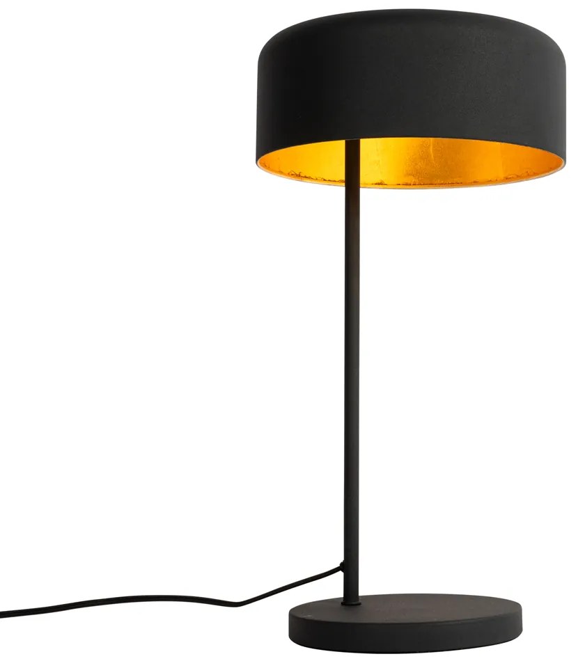 Lampa stołowa retro czarna ze złotym wnętrzem - Jinte