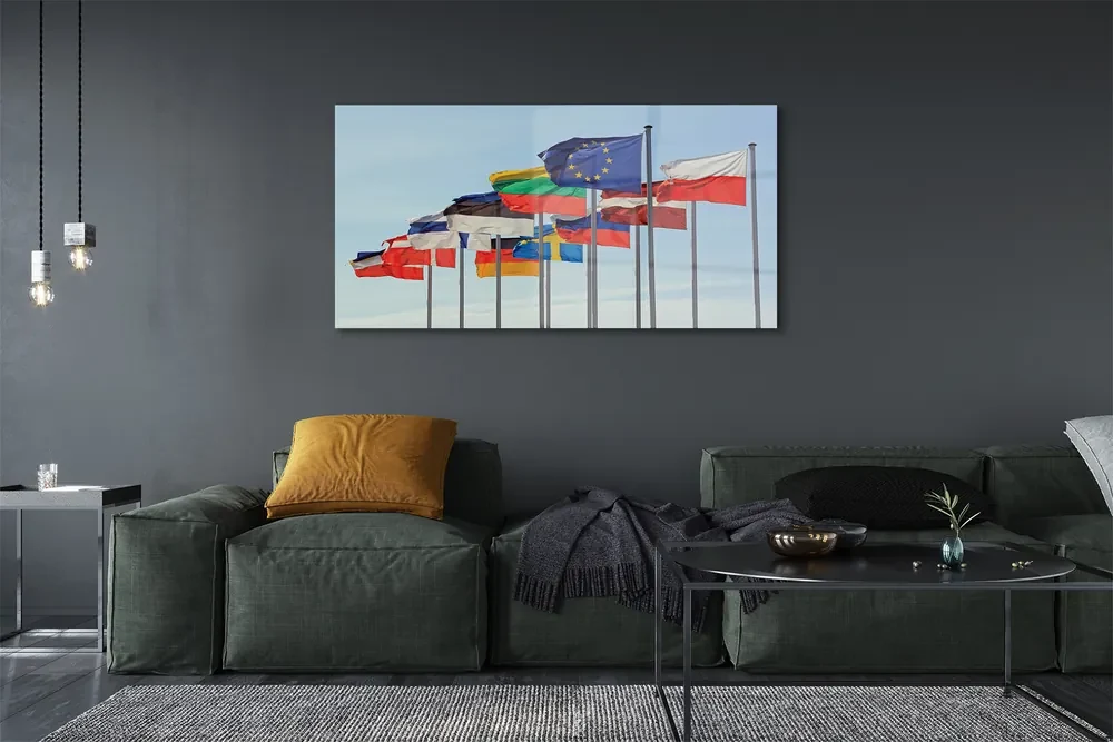 Obraz na szkle Dużo flag