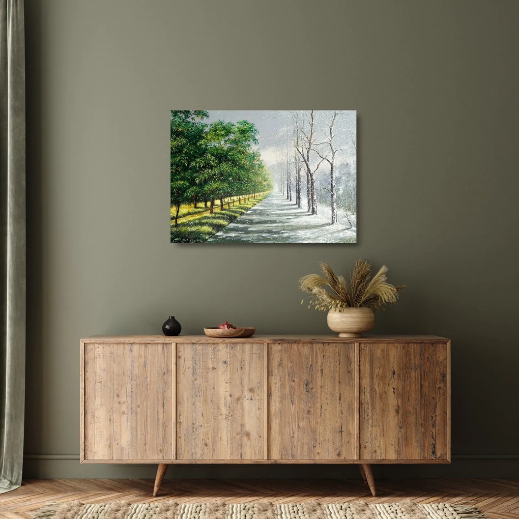 Obraz na szkle - Zima kontra lato (70x50 cm)