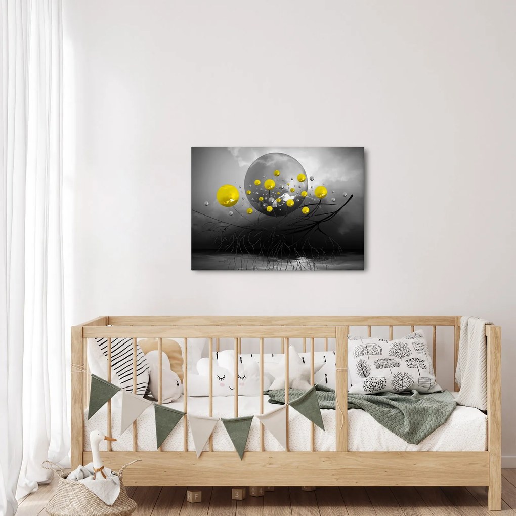 Obraz - żółte abstrakcyjne kule (70x50 cm)