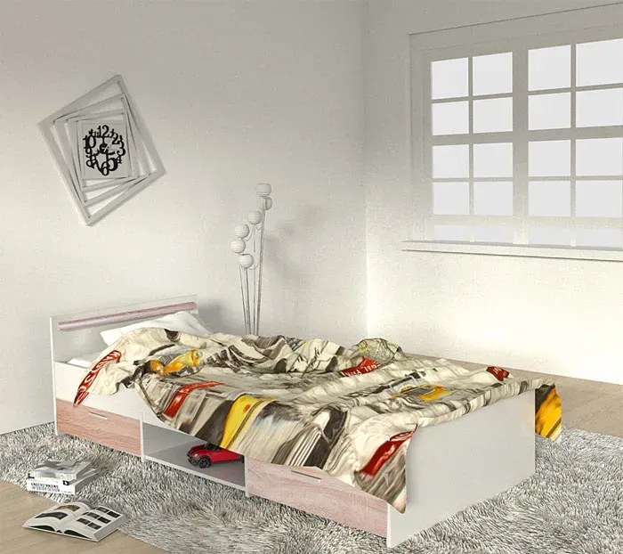 Dziecięce łóżko z szufladami i zagłówkiem 90x200 B3-C07