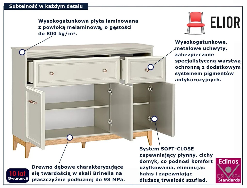 Kaszmirowa komoda na nóżkach P8-B95