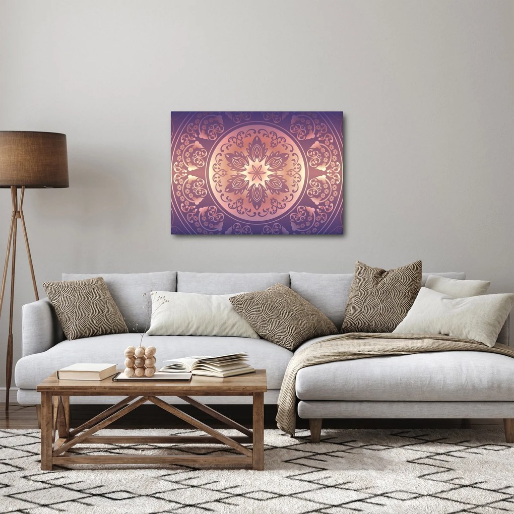 Obraz - Mandala na fioletowym gradiencie (70x50 cm)