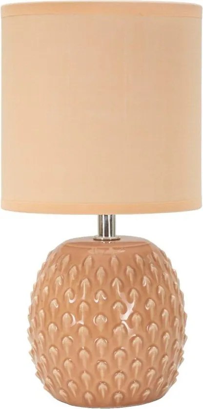 Brzoskwiniowa lampa stołowa ceramiczna z tekstylnym kloszem (wysokość 27 cm) Pontus – Mauro Ferretti