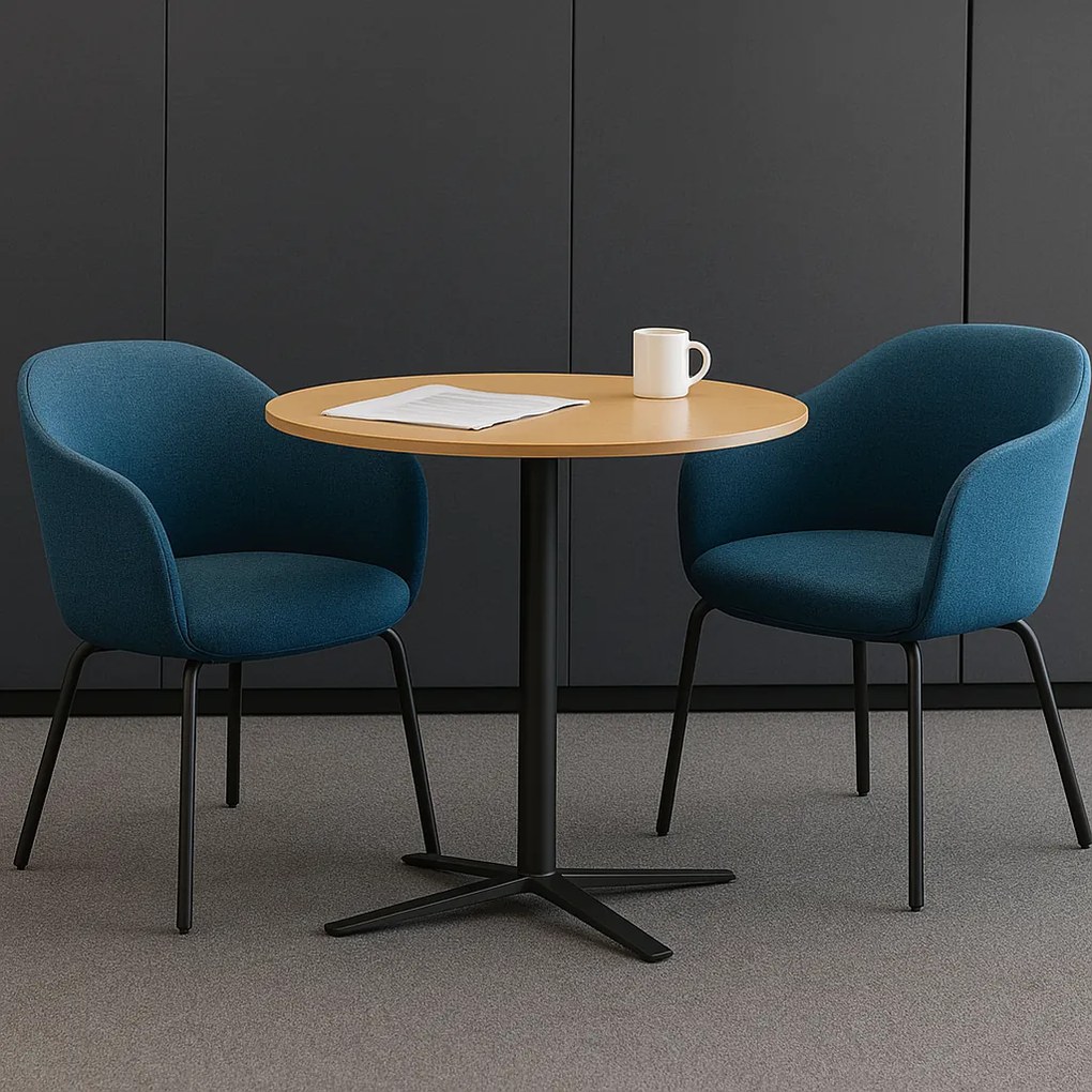 Stolik kawowy AURA, średnica 60 cm, czarna podstawa, buk