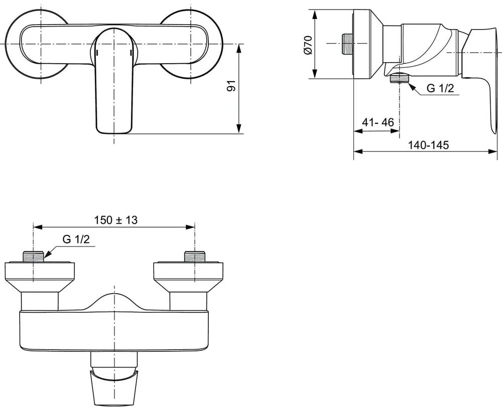 Prysznicowa bateria ścienna w kolorze złota Connect Air – Ideal Standard