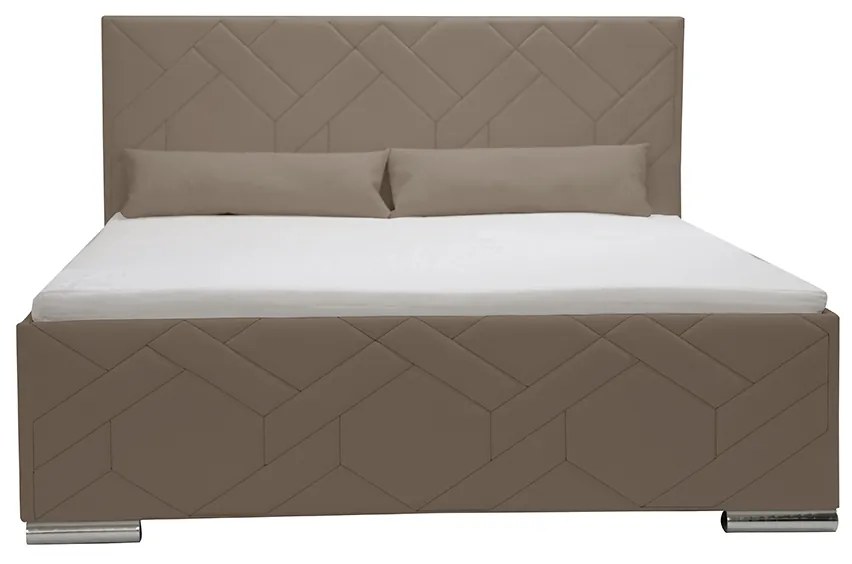 Łóżko tapicerowane z pojemnikiem i materacem TRE 120x200 cm Brązowy