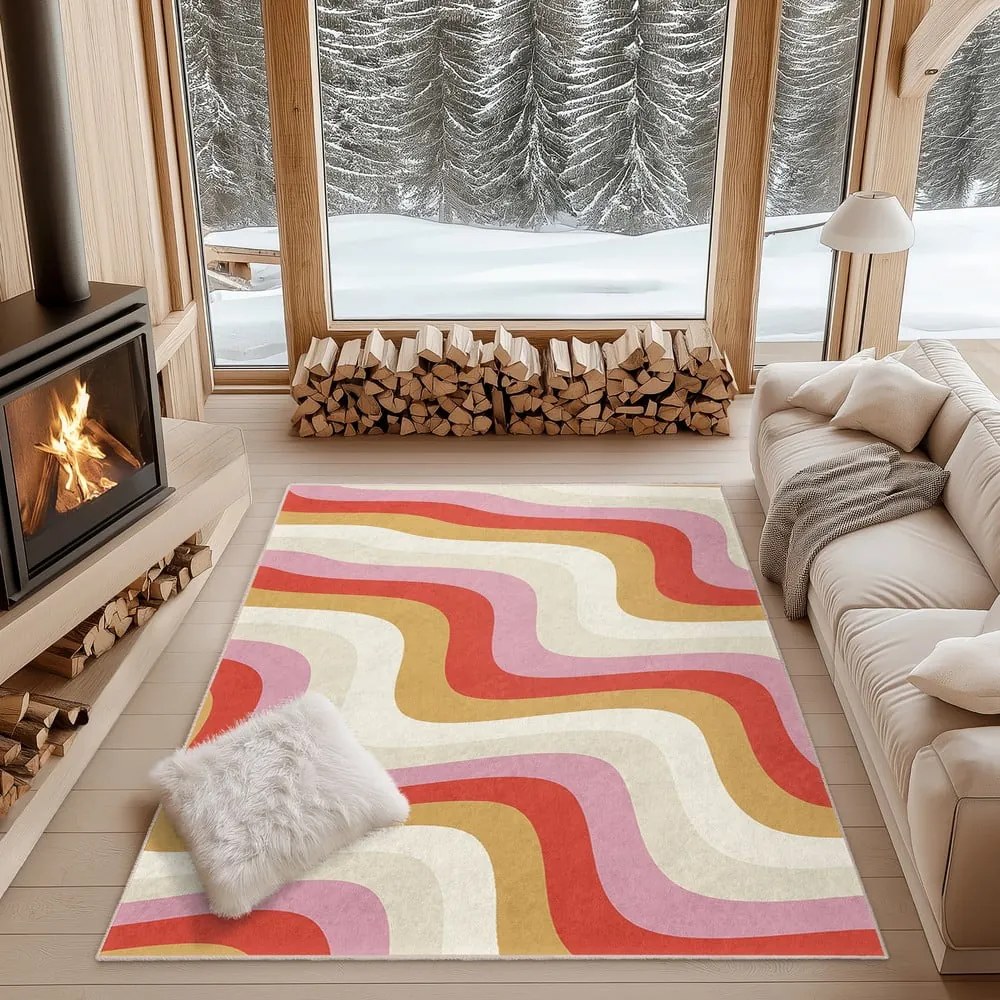 Żółto-różowy dywan odpowiedni do prania 120x180 cm Creamy Raspberry Swirl – Mila Home