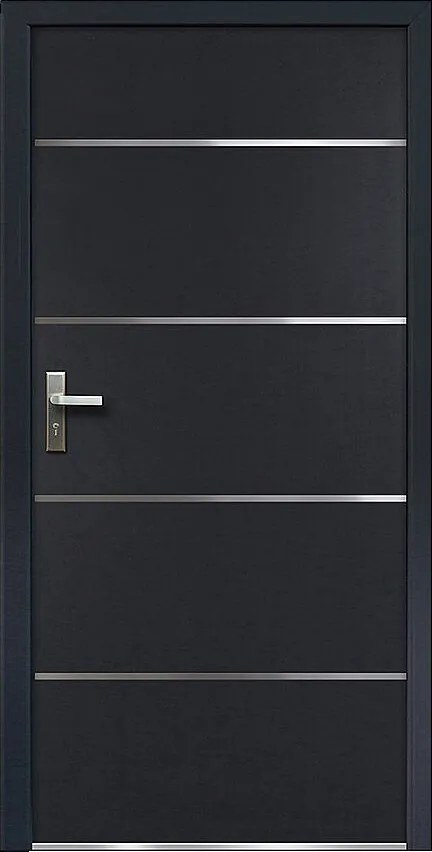 Drzwi wejściowe ze stali nierdzewnej, pełne, 207 × 100 cm (wys. × szer.), kolor antracytowy – skrzydło prawe - NAXARA