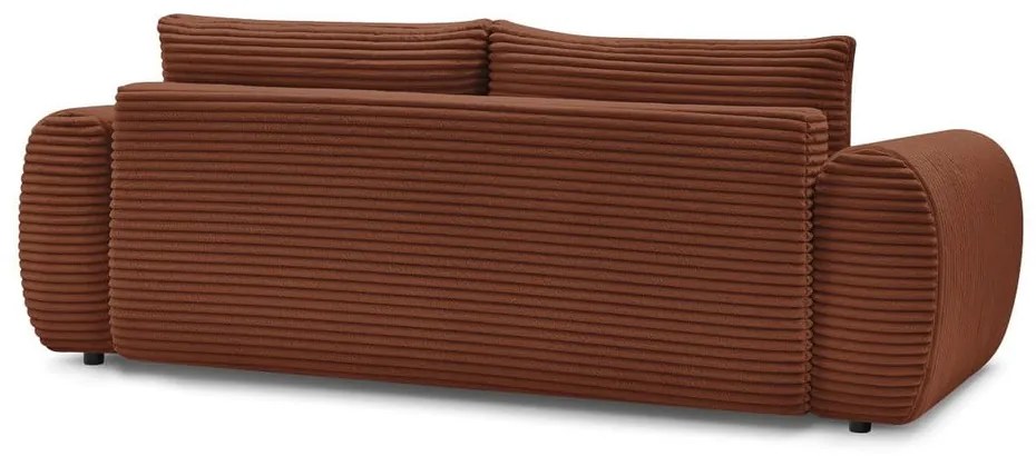 Ceglasta sztruksowa rozkładana sofa 257 cm Lucien – Bobochic Paris