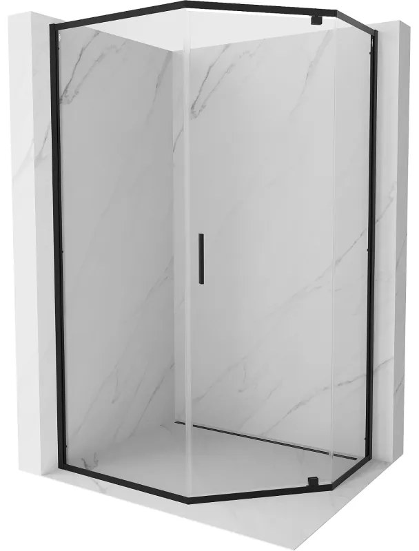 Mexen Exo kabina prysznicowa pięciokątna uchylna 100 x 80 cm, transparent, czarna - 812-100-080-70-00