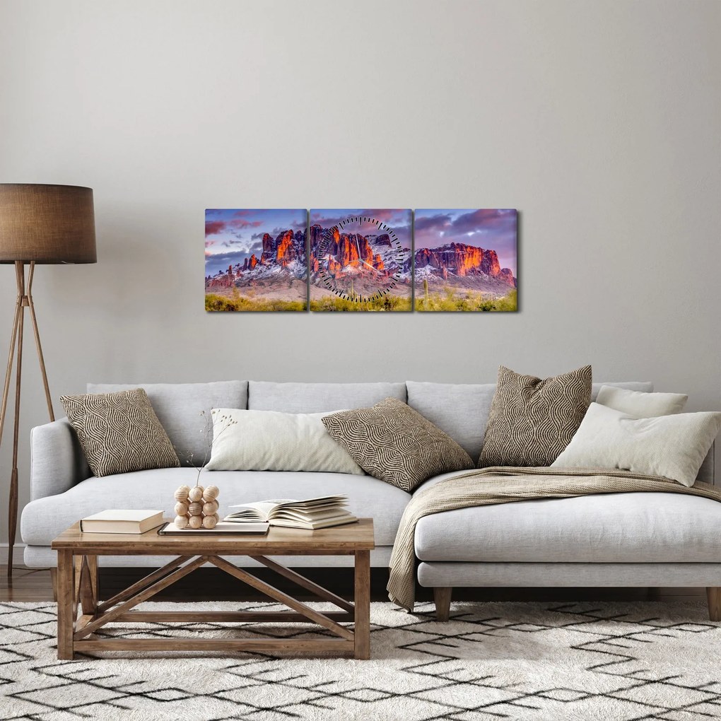 Obraz - Góry w Arizonie (z zegarem) (90x30 cm)