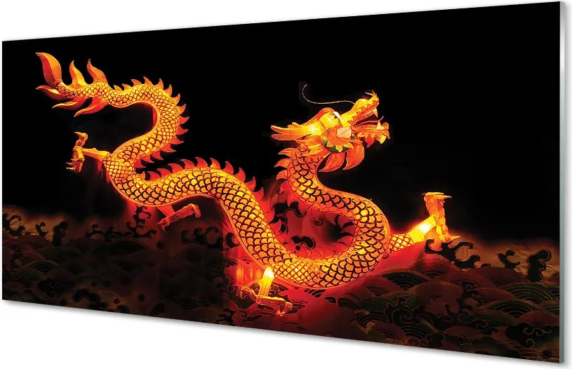 Szklany Panel Majestatyczny Złoty Smok